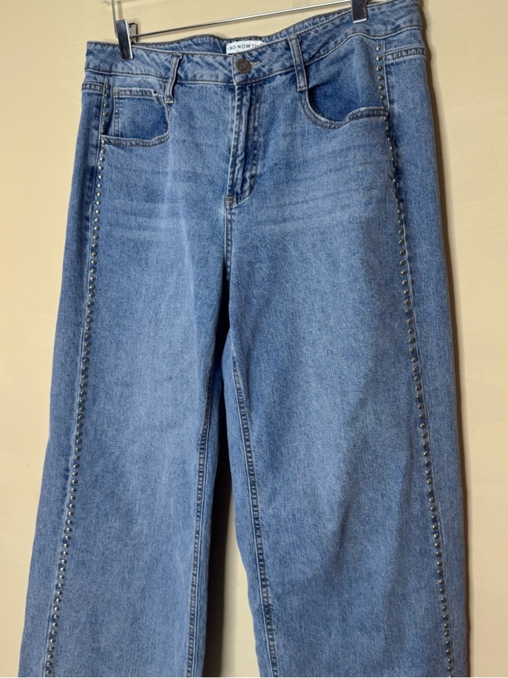 And Now This Studded Wide Leg Jeans Size 32 High Rise Denim - Picture 4 of 12